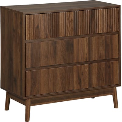 sweeek - Ladekast 3 lades houtdecor deels gegroefd 80cm - linear