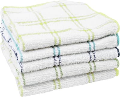Vaatdoeken Katoen - Keukendoeken Set - Keuken Schoonmaken - Dubbelzijdige Schuurzijde - 5 Stuks 30x30 cm - Blauw Groen