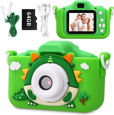 Kindercamera - 2,0 inch oplaadbare digitale camera - HD 1080P selfie-videocamera - wordt geleverd met een 64GB geheugenkaart - geschikt voor meisjes van 3-12 jaar.
