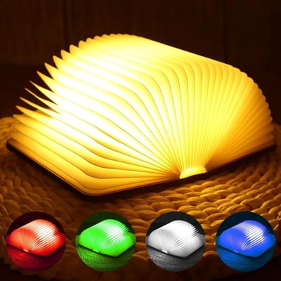Led-boek licht opvouwbare boekenlamp LED decoratieve 6 kleurmodi sfeerverlichting USB oplaadbaar in boekvorm nachtlampje nachtlampje voor kinderen, vriendin, cadeau, ouders huisdecoratie 9D x 12B x 2,5H centimeter