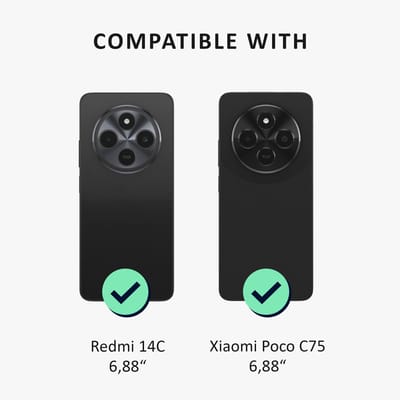 kalibri telefoonhoesje geschikt voor Xiaomi Redmi 14C / Poco C75 hoesje - Smartphone case met 2x screenprotectors - Mobiele telefoon cover in transparant
