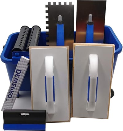 Tegellegger wasset - Tegelgereedschap set - Schoon tegelwerk - 16 liter wasbox - 10 delig - Grijs