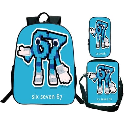 Nummer 67 Zes Zeven Print Rugzakken 3 Delige Set Jongen en Meisje 3D Cartoon Schooltas Kind 67 Patroon Leuke Spel Rugzak Mochilas Number 67 Six SBags