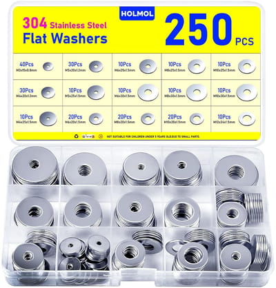 Famanu – Carrosserieschijven assortiment 250 stuks roestvrij staal 15 maten M3 tot M12