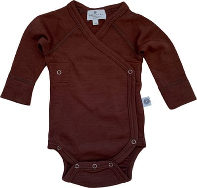 Wollen Overslagromper lange mouw – Merinowol - Chocolate fondant 56