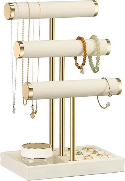 Sieradenhouder met oorbellenrekje en armbandhouder - Metaal - Kettinghouder - oorbellenhouder