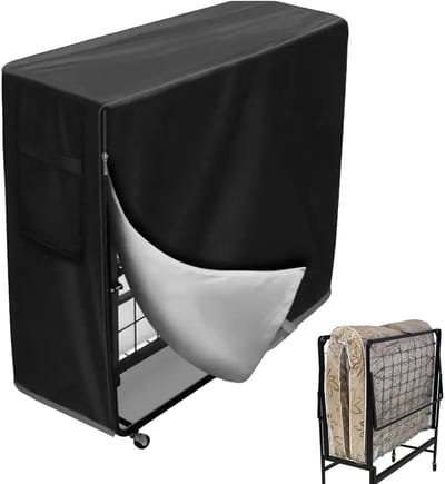 Beschermhoes Vouwbed - Stofdichte Hoes voor Vouwbed - Waterdichte Beschermer - Multifunctionele Hoes -Universele - Oxford-Doek - Zwart - 99 X 38 X 114 cm - met Rits en Verstelbaar Trekkoord