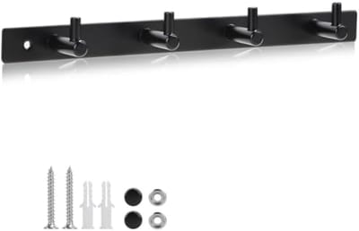 PromoHome Wandhaak Set met 4 Haken - Zwarte Muur Garderobe
