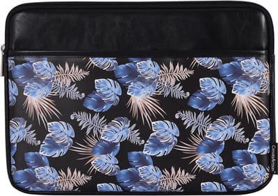 Laptophoes 13 Inch PU – Laptop Sleeve – Ocean Leaf Zwart