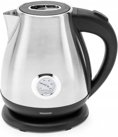 KAD® Waterkoker Retro - Vintage Waterkoker Retro met Temperatuurmeter - Vintage Design - 1.7L - RVS Geborsteld - Zilver - 23cm x 17cm x 21cm