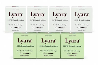 Lyara Biologisch Maandverband Multipack – 4x Normaal & 3x Super – 100% Katoen