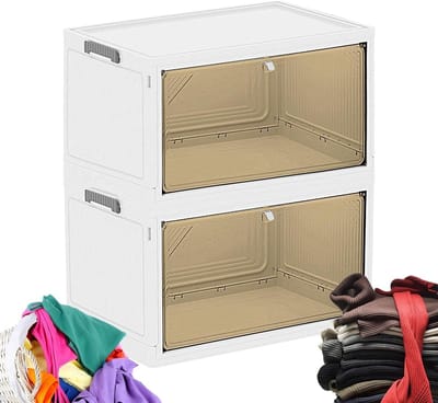 Opvouwbare Opbergbak - Stapelbak Kleding - Ruimte Organiseren - Transparant Ontwerp - 39.9cm Breed - Wit