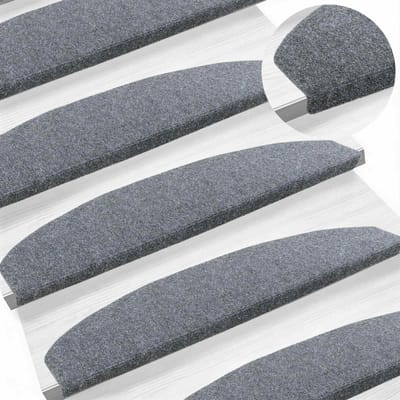vidaXL - Zelfklevende - trapmatten - 15 - st - 80 - x - 24,5 - x - 3,5 - cm - Lichtgrijs