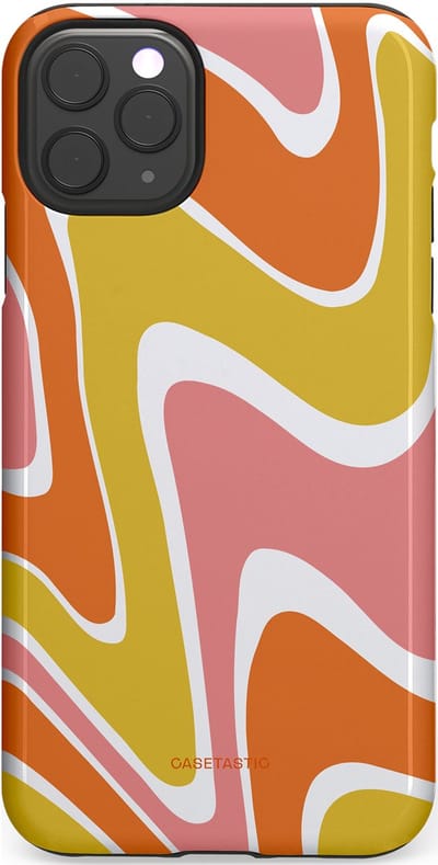 Casetastic hoesje geschikt voor Apple iPhone 11 Pro Max - Dubbellaagse bescherming - Retro rave - Fashion Case - Goud Terracotta Koraal Wit