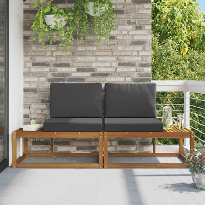 vidaXL - Buiten - eindsofa - met - kussen - 2 - Stuk - Natuurlijk - en - Antraciet