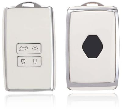 Autosleutel Hoesje geschikt voor Renault - Sleutelcover - TPU Cover Sleutelhoes - Accessoires - wit