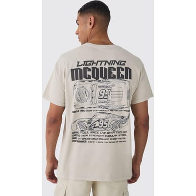 Oversized Disney Cars Was Licentie Print T-shirt | Stone | Size XS