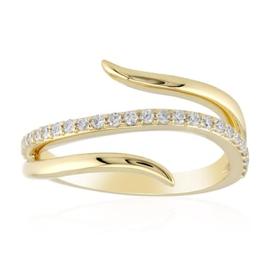 Cavill - Gouden Ring met 26 I1 H Afrikaanse Diamanten - 9K Geelgoud - Verstelbaar - Elegante Ring met Ronde Slijpvorm - Tijdloos Modern Design