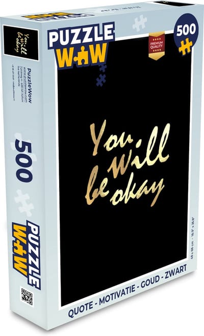 Puzzel Quote - Motivatie - Goud - Zwart - Legpuzzel - Puzzel 500 stukjes
