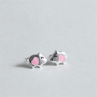 Nieuwe Aankomst Lief Temperament Roze Varken 925 Sterling Zilveren Sieraden Schattig Dier Exquise Populair Cadeau Oorknopjes E099 gray