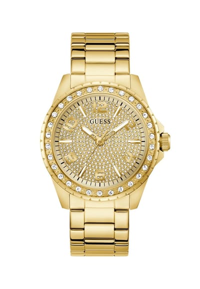 Guess Curtis Quartz Analoog Horloge Gold Tone Behuizing: 100% Roestvrij Staal| Armband: Roestvrij Staal 44 mm U1489G2M