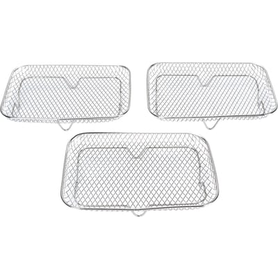 Ensemble de 3 grilles pour friteuse en acier inoxydable 304 empilables multicouches rectangulaires lavables au lave-vaisselle friteuse L(for 6.5-9kg) white