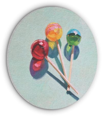 Akoestisch wandpaneel rond 50x50 cm - Vilt schilderij Lollys - Schaduw - Drie - Blauw - Ronde akoestische panelen - Geluidsdempende wanddecoratie - Geluidsisolatie wandcirkel - Muurdecoratie geluidspanelen