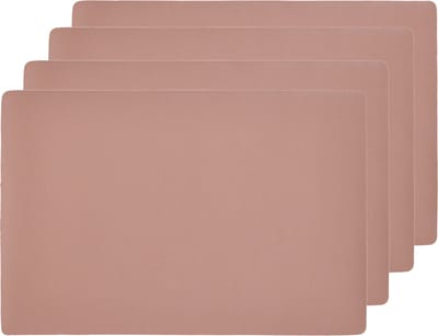 Zeller Placemats lederlook - 4x stuks - 45 x 30 cm - zalm roze - vegan leer - onderleggers