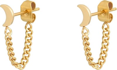 Oorbellen Moon and Chain - Goud