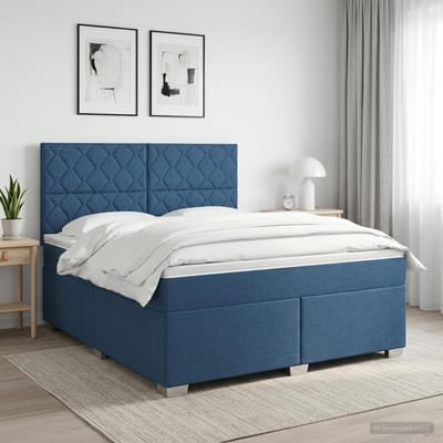 vidaXL - Boxspringbed - met - matras - met - hoofdeinde - Blauw - 160 - x - 200 - cm - Stof