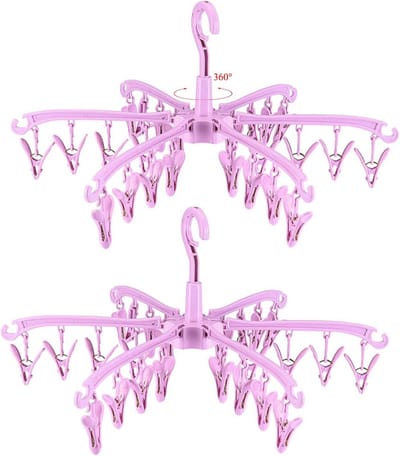 Opvouwbaar Droogrek met 24 Clips voor Sokken, Ondergoed en Babykleding