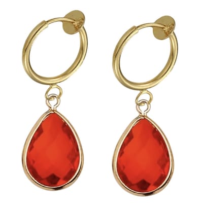 klem oorbellen- Tulsa goudkleurig- rood-geen gaatje-Charme Bijoux