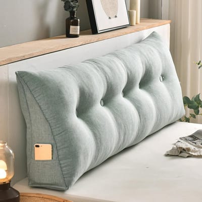 Wegkussen Driehoekig - Rugsteun Kussen - Lezen in Bed - Afneembare Hoes - 200x50x20cm - Groen
