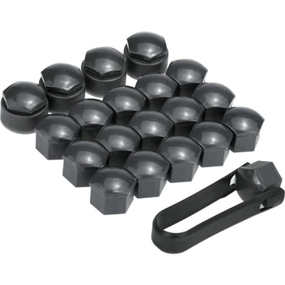 Ensemble de 16 + 4 pièces, couvercles universels de boulons d'écrou de roue de voiture de 17mm, capuchons de verrouillage black