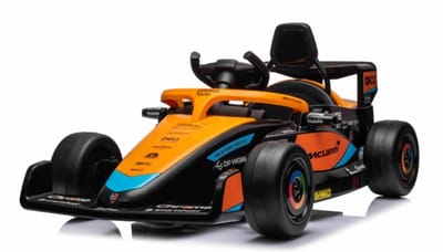 McLaren F1 elektrische kinderauto oranje - full options - licentie auto - F1 - 12V RaceCar - F1 McLaren 12V - Race auto - Formule 1 kinderauto 12V met afstandsbediening, Bluetooth en lederlook stoel