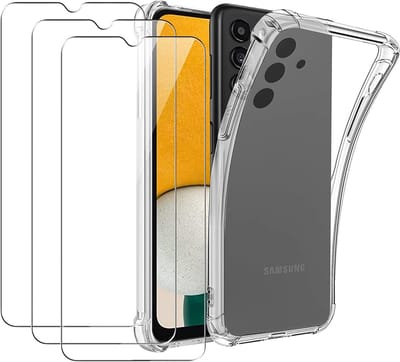 Hoesje Geschikt Voor Samsung Galaxy A14 5G/4G Hoesje transparant Anti Shock silicone Hoesje Geschikt Voor Samsung Galaxy A14 5G hoesje silicone Backcover Hoesje Geschikt Voor Samsung Galaxy A14 Screenprotector Glazen 3 pack