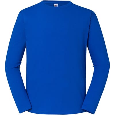Fruit of the Loom Heren Iconic Premium T-shirt met lange mouwen (Koningsblauw)
