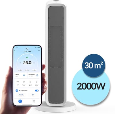 Rovary™ slimme toren heater 2000W 62cm - 180° Draaien - 30m² - Slimme app-bediening Heater - Elektrische Kachel - Elektrische Haard - Kachelventilator - kachel elektrisch