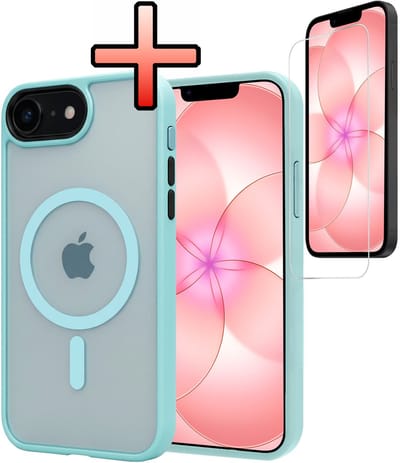 Hoesje - Met Screenprotector - Geschikt voor Apple iPhone 17e - Magsafe Compatible - Sterk & Shockproof - Back Cover - Shock Proof Case - Telefoon Hoes - Lichtblauw