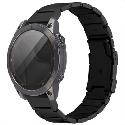 Mat Titanium bandje - Geschikt voor - Garmin 22 mm aansluiting - Zwart