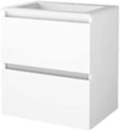 Basic-Line Start 46 Badkamermeubelset - 60 x 46 cm - Greeploos - 2 Lades - Acryl Wastafel - 1 Kraangat - Ice White