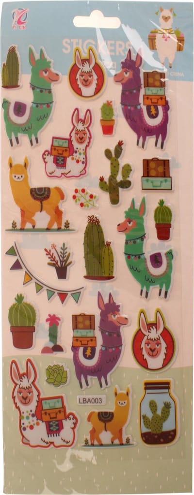 Lg-imports Stickervel Multicolor Alpaca's 28 X 12 Cm 23 Stuks