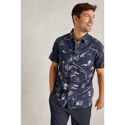 White Stuff Map Ss Printed Shirt Navy Print Taglia: M | Camicie Casual Outlet | Uomo | Blu