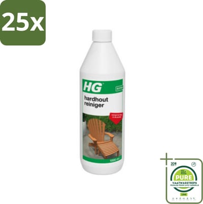25 x HG Hardhout Reiniger 1 liter - Grootverpakking - Hardhouten Meubels - Houtreiniger - Tuinmeubels Schoonmaken - Hout Schoonmaken - Hardhout Reiniger