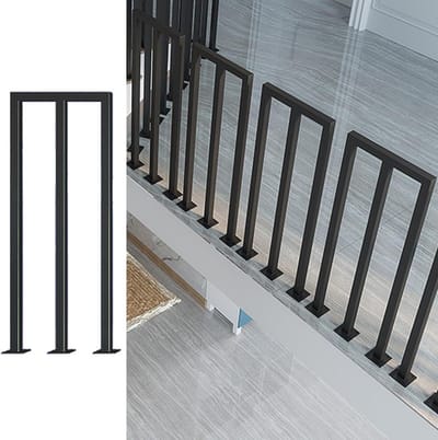Metalen Balusterpaal - Veiligheidsreling - Trappen Beveiligen - Industrieel U/M Ontwerp - Diverse Hoogtes - Zwart