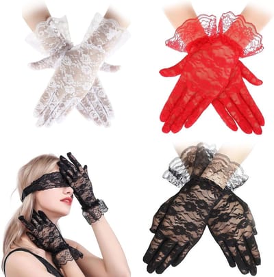 Elegante Kanten Handschoenen voor Vrouwen met Strik - Perfect voor Bruiloften, Theepartijen en Cosplay - Multicolor, One Size
