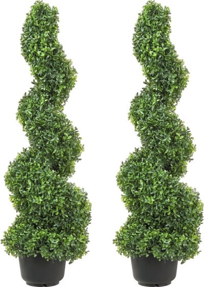 Buxus Kunstplant - 2 Stuks - Spiraal - voor Binnen en Buiten