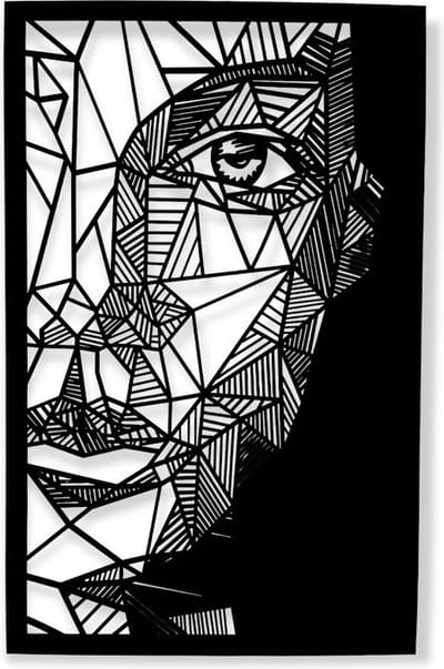 Wandpaneel Geometric Face - MDF - 80cm - Wanddecoratie van hout