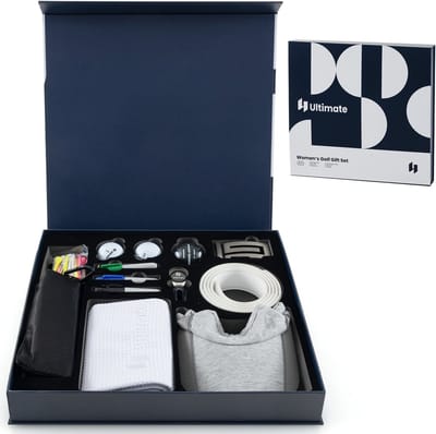 COSTWAY Complete golfcadeauset, golfaccessoireset met 3 golfballen, thee, handdoek, riem, golfmuts, pitchvork, balmarker en stoffen tas, golfaccessoirekits golfcadeau in geschenkdoos