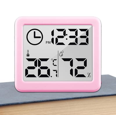 Temperatuur Vochtigheidsmonitor - Digitale Hygrometer - Gezond Klimaat - Groot LCD Scherm - 8.1 cm - Roze